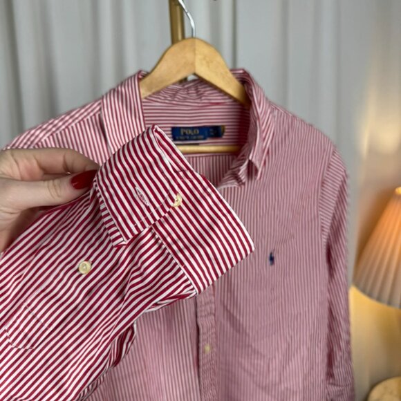Polo Ralph Lauren Red White Stripe Button Down Men's Shirt XXL - Picture 5 of 8